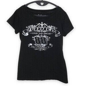 Chase Authentics Speed Diva Dale Earnhardt Jr 88 Black T Shirt Women Medium